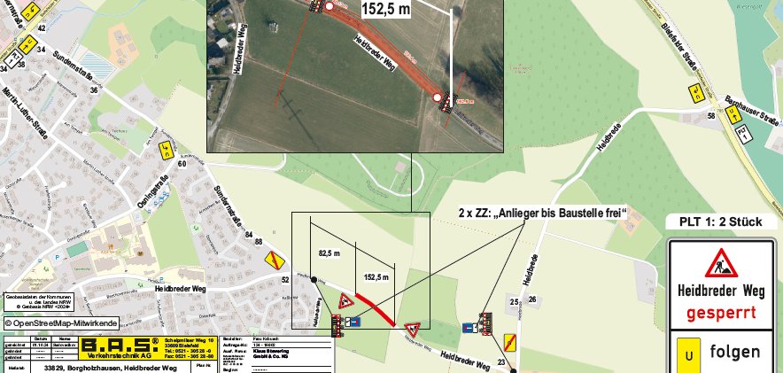 Umleitungsplan Heidbreder Weg Hier sieht man den Umleitungsplan für die Sperrung des Heidbreder Wegs.