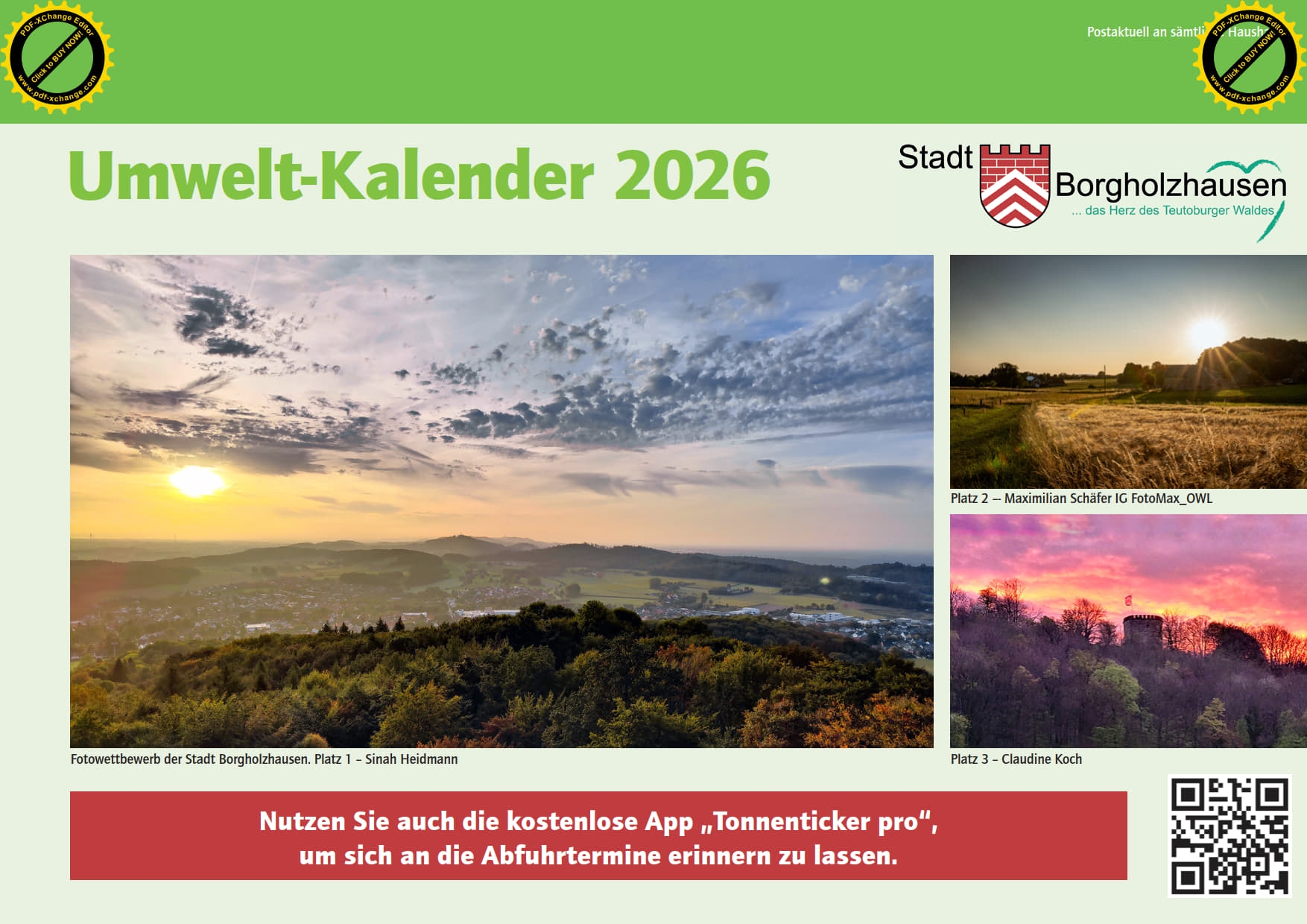 Cover Umweltkalender 2026 Cover Umweltkalender 2026