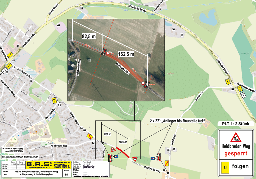 Umleitungsplan Heidbreder Weg Hier sieht man den Umleitungsplan für die Sperrung des Heidbreder Wegs.