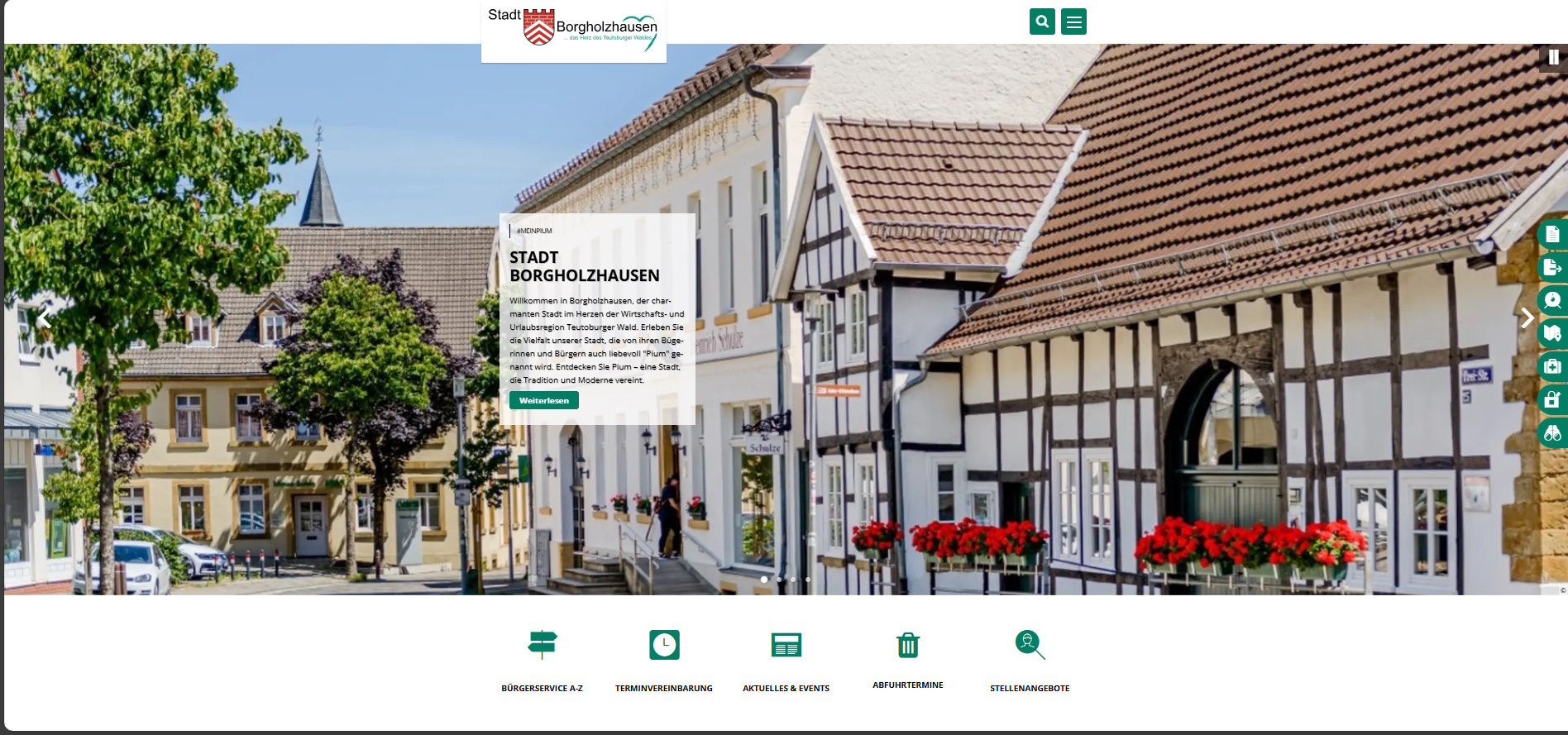 Neue Stadt-Webseite von Borgholzhausen seit 2025 Die Stadtwebseite hat ein neues Erscheinungsbild