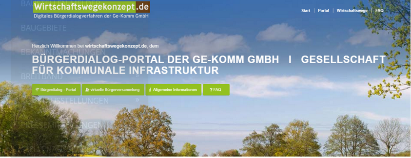 Hier ist ein Bild der Startseite des Wirtschaftswegenetzkonzepts zu sehen.