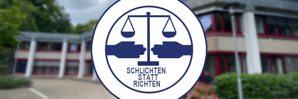 Header Schiedsamt Logo Schiedsamt vor Rathaus